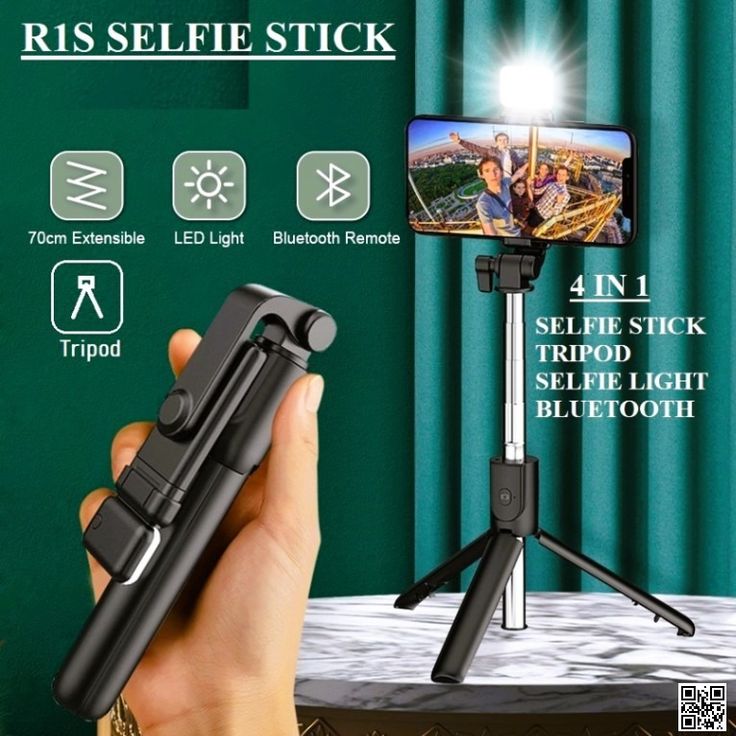 R1s Bluetooth Selfie Sticks with Remote and Selfie Light