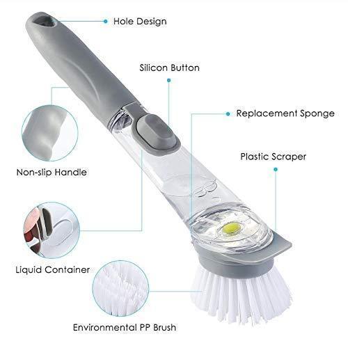 White Liquid Dispenser Kitchen Cleaning Brush