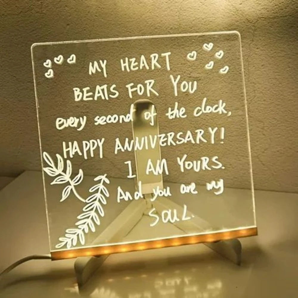 Led Message Board 3D Acrylic Writing Board Diy 3D Rewritable Message Pad Writing Pad With Light