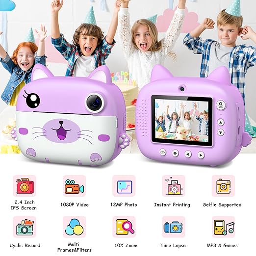 Kids Camera with Instant Print & 2.5K Digital Video