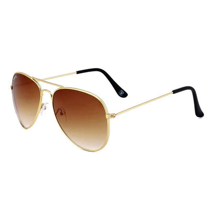 Unisex Brown Golden Aviator Sunglass