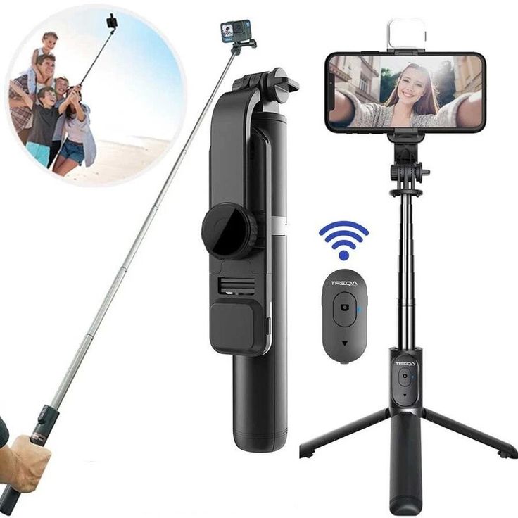 R1s Bluetooth Selfie Sticks with Remote and Selfie Light