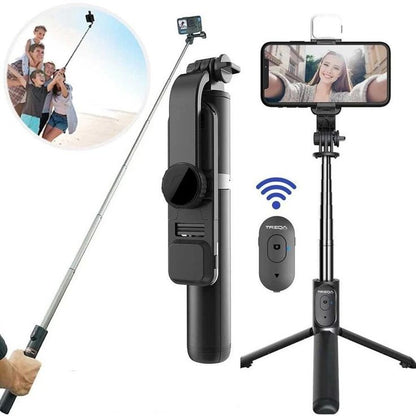 R1s Bluetooth Selfie Sticks with Remote and Selfie Light