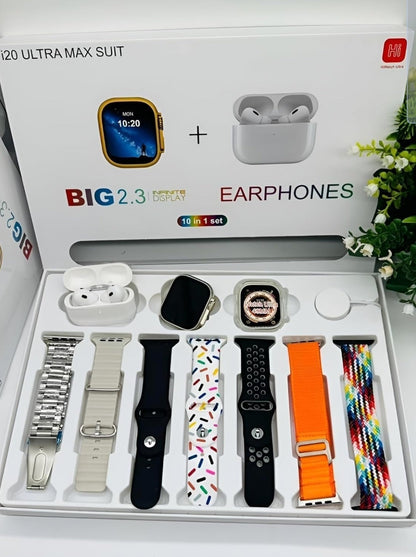 i20 Ultra MAX Suit SmartWatch + ear buds Pro with Transparent Screen Guard