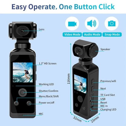 Ultra HD Pocket Action Camera - 270° Rotatable