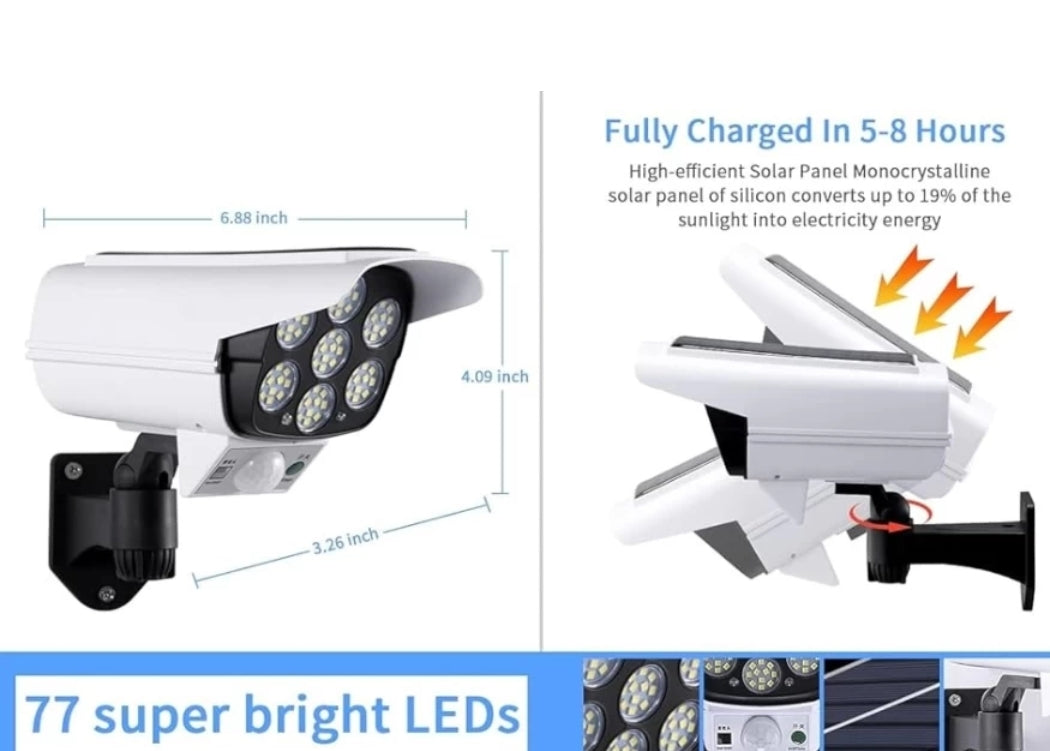 Realistic dummy camera with LED lights and warning light