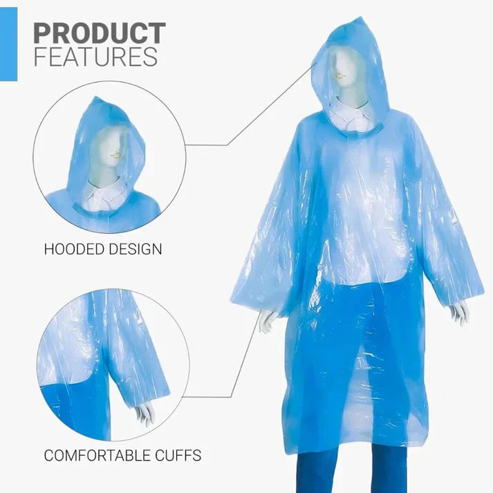 Unisex Disposable Rain Coat for Emergency Smallest Pocket Size (pack of 5)