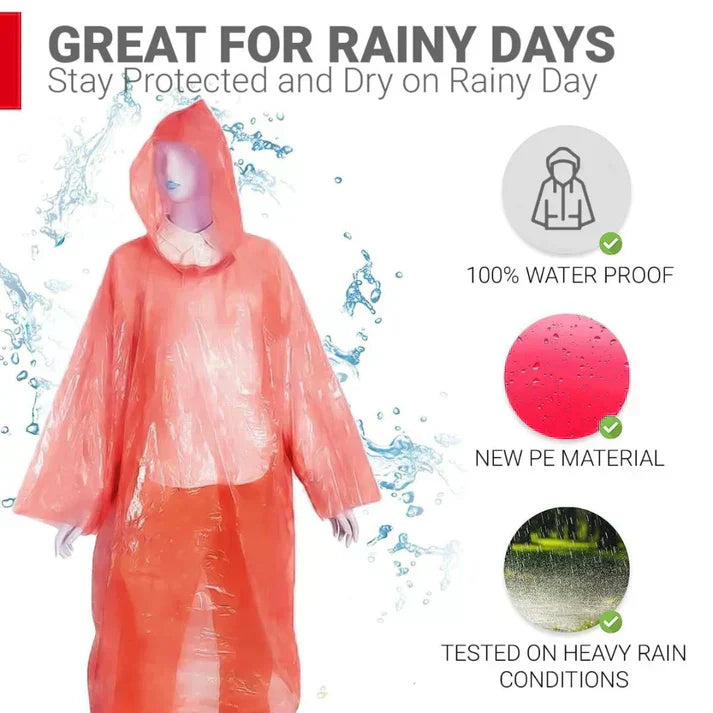 Unisex Disposable Rain Coat for Emergency Smallest Pocket Size (pack of 5)