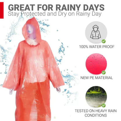 Unisex Disposable Rain Coat for Emergency Smallest Pocket Size (pack of 5)