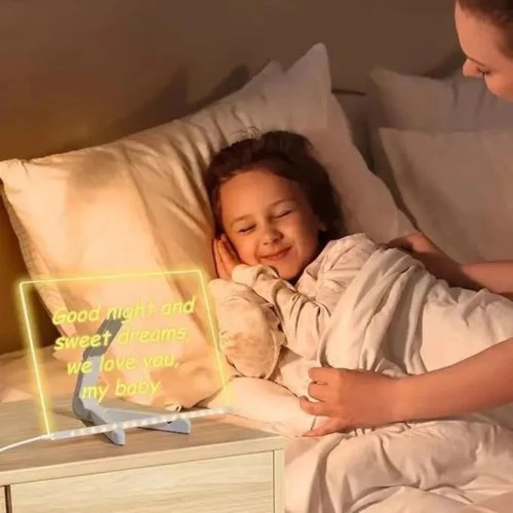 Led Message Board 3D Acrylic Writing Board Diy 3D Rewritable Message Pad Writing Pad With Light